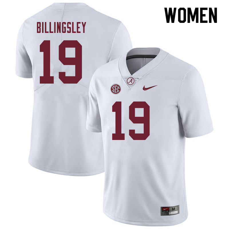 Alabama Crimson Tide Women's Jahleel Billingsley #19 White NCAA Nike Authentic Stitched 2019 College Football Jersey MG16H26XK